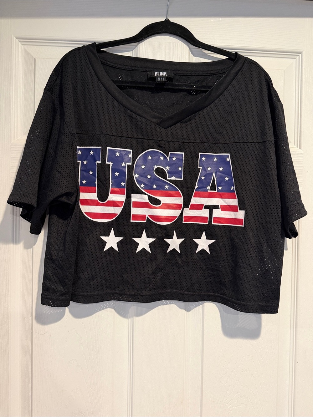 Black USA Flag Graphic Crop Top